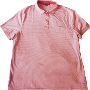 Michael Kors Men’s Dark Pink & White Striped Polo Shirt Size XL!!